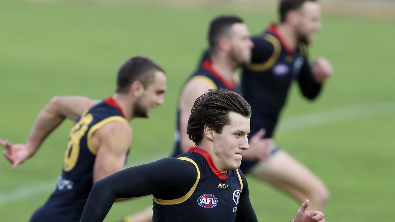 Adelaide Crows training at West Lakes Headquarters. Picture: Sarah Reed