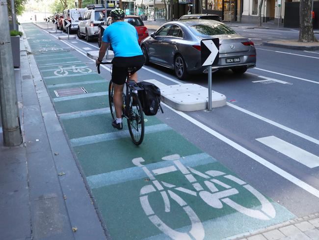 Pop up bike lanes have drawn the ire of some residents. Picture: David Crosling
