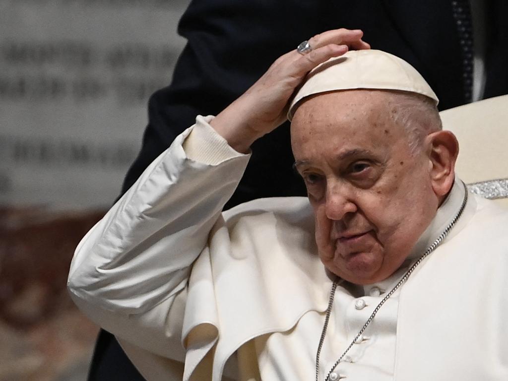 Pope Francis presides over a Mass in St. Peter's Basilica at the Vatican. Picture: AFP