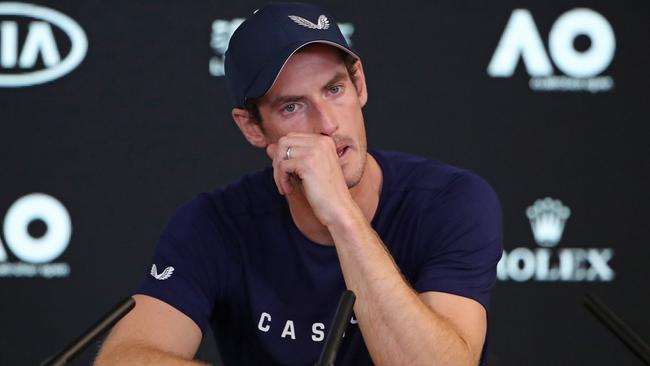 An emotional Andy Murray breaks down in tears as he announced his impending retirement. Picture: Getty