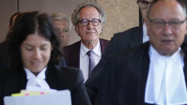 Actor Geoffrey Rush outside court today. Picture: Richard Dobson