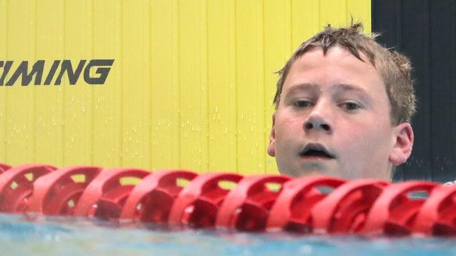 A Knox Pymble swimmer competes in the relay.