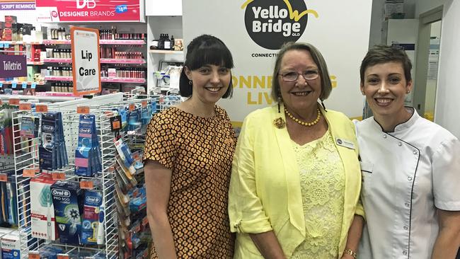 PERFECT MATCH: Announcing their new 12-month partnership are Toowoomba Friendlies Pharmacy's Olivia Scanlan (left) and Victoria Schultz, with YellowBridge CEO Penny Hamilton (centre).