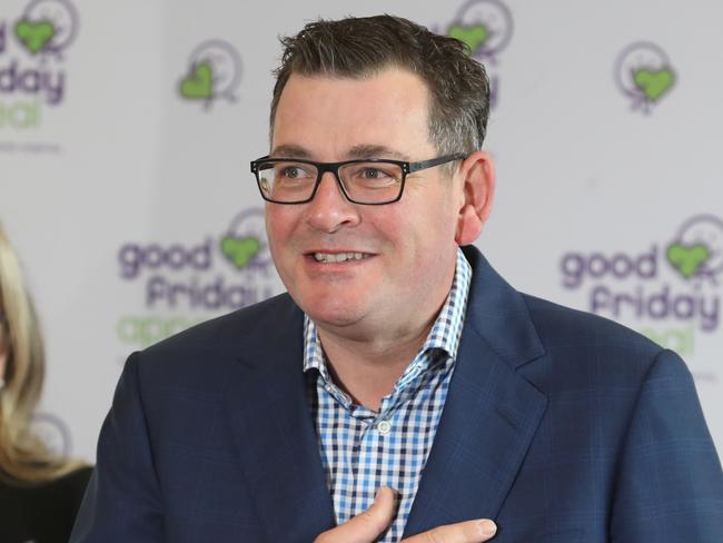 MELBOURNE, AUSTRALIA - NewsWire Photos, APRIL 15, 2022. The Victorian Premier Daniel Andrews holds a press conference with Chairman of the Royal Children's Hospital Good Friday Appeal, Penny Fowler. Melbourne. Picture: NCA NewsWire / David Crosling