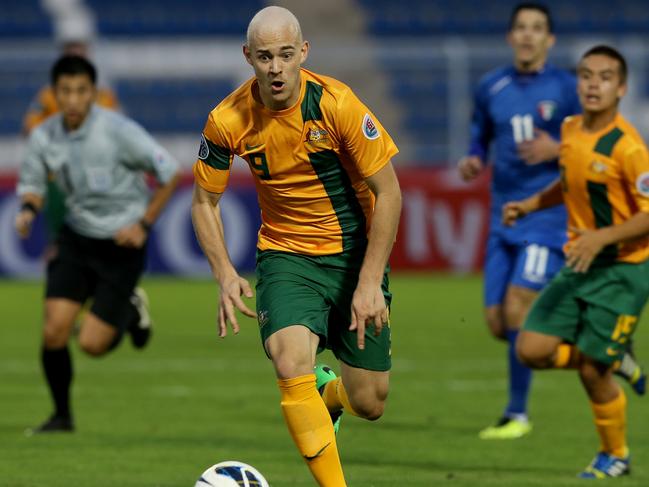 Dylan Tombides in action for Australia in their AFC U/22 Championship match against Kuwait in 2014. Picture: Getty Images