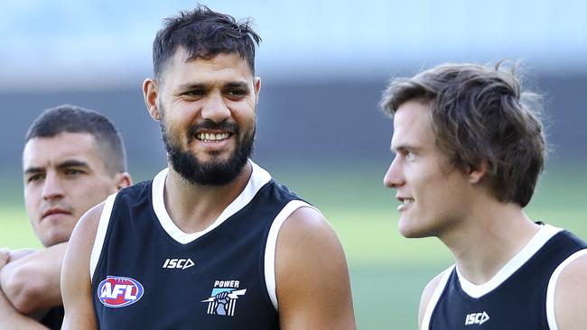 Port Adelaide has regained All-Australian ruckman Patrick Ryder after a five-week absence with the left Achilles injury. He will work against West Coast ruckman Nic Naitanui in Perth on Saturday. Picture: Sarah Reed