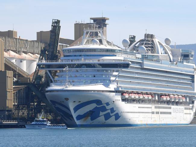 Ruby Princess berths in Port Kembla. Picture: The Australian/Simon Bullard