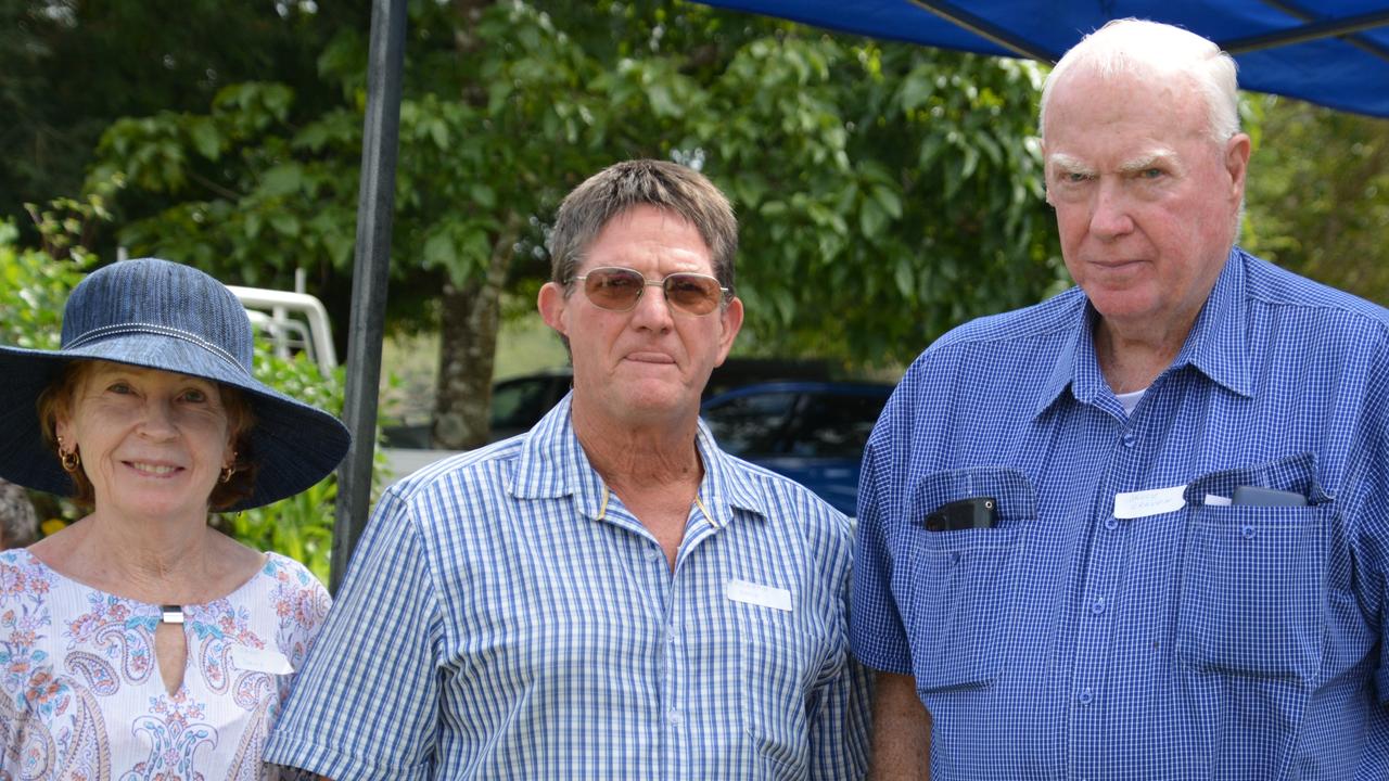 Daintree State School 2024 Centenary Celebration: Janet Davis, Richard Davis and Bruce Crouch. Picture: Bronwyn Farr