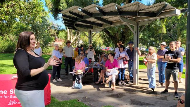 Badcoe MP Jayne Stinson at Forestville Reserve on the weekend announcing the decision to Forestville locals. Picture: Supplied