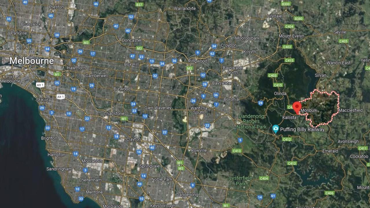 Monbulk is east of Melbourne. Picture: Google Maps