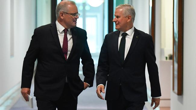 Scott Morrison and his deputy, Nationals leader Michael McCormack. Picture: AAP