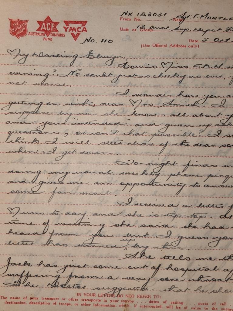 A letter Fred wrote to his then-fiance Elwyn in 1945.