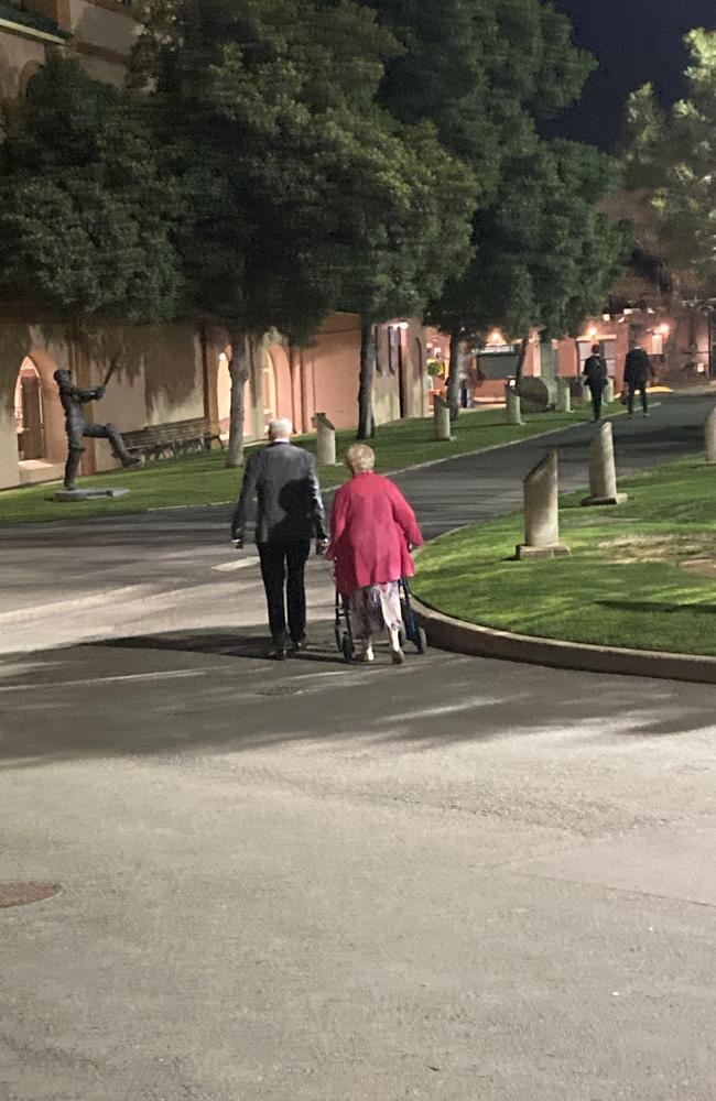 Ron Coote and his wife Robin leaving the SCG after the function.