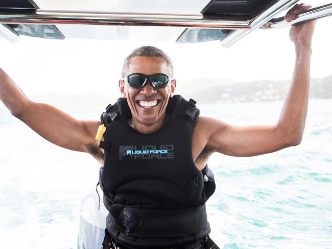 Miss me yet? Obama chillaxes after a gruelling eight years. Picture: AFP PHOTO / Hijack.life/Virgin.com / JACK BROCKWAY