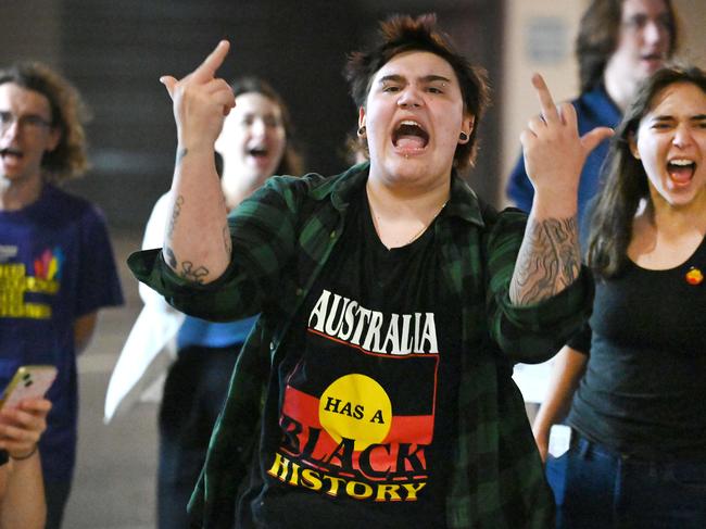 Protesters at a No campaign event in Brisbane. Picture: John Gass/NCA NewsWire