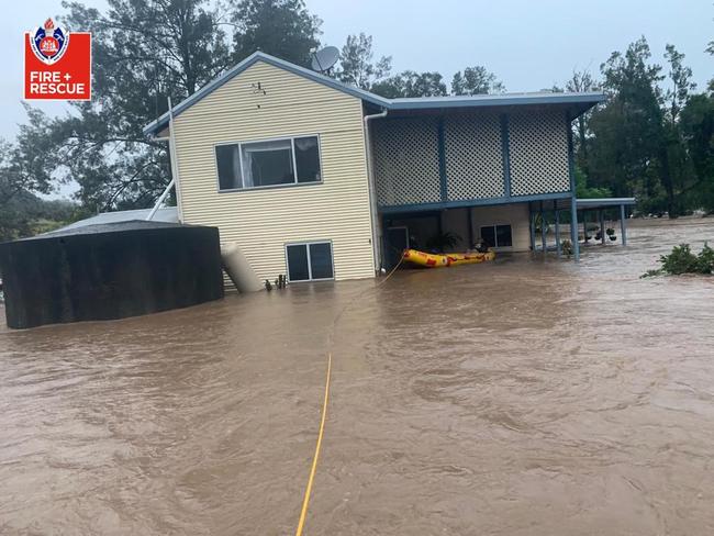 Flooding is seen in the Kempsey area yesterday. Picture: Fire and Rescue NSW