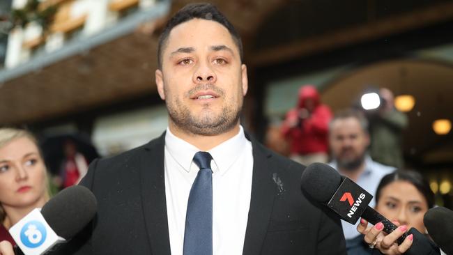 Jarryd Hayne leaving the Downing Centre after being found guilty this week. Picture: NCA NewsWire/Christian Gilles