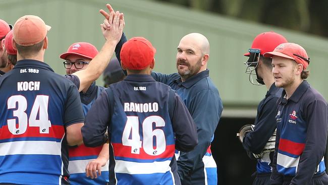 Dale McDonald celebrates a wicket in Footscray’s Second XI premiership.