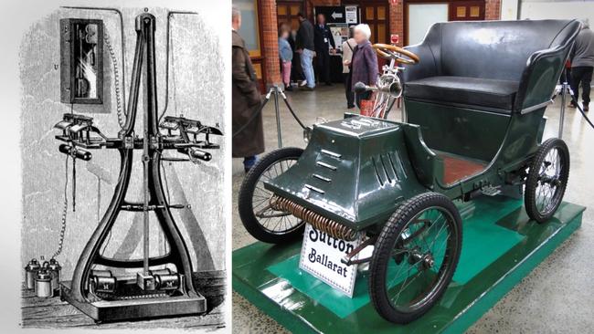 Early 1800s facsimile technology built upon by Henry Sutton, and the automobile he designed on display in Ballarat. Automobile image: Peterdownunder