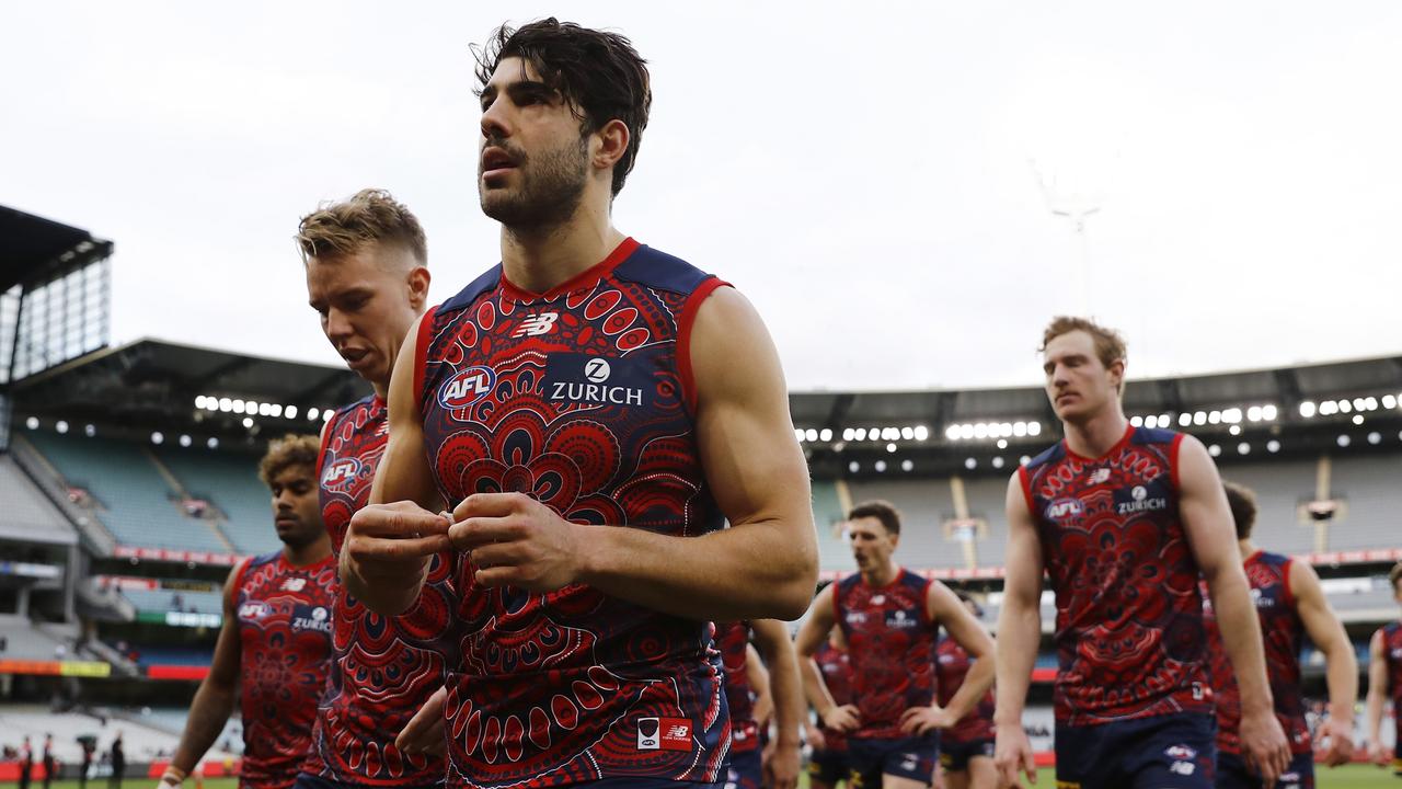 Melbourne’s forward line has become a major issue. (Photo by Dylan Burns/AFL Photos via Getty Images)