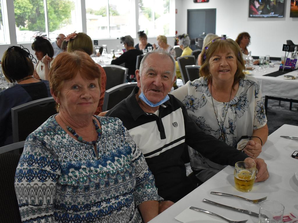 Kerry Parish, Don Byrnes and Cheryl Chillemy at the Grafton District Services Club 2021 Melbourne Cup Luncheon.