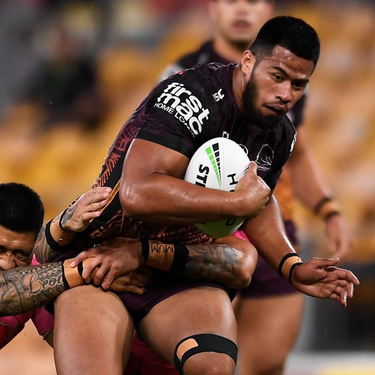 Brisbane’s Payne Haas is set to play fewer minutes in 2021 but will that reduce his KFC SuperCoach output? Picture: Albert Perez/Getty Images