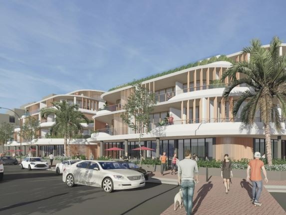 New plans have been lodged for a five-storey, $35.4m shop-top-housing development at 43-46 The Esplanade, Ettalong Beach, featuring 39 units. Artist's impression: supplied