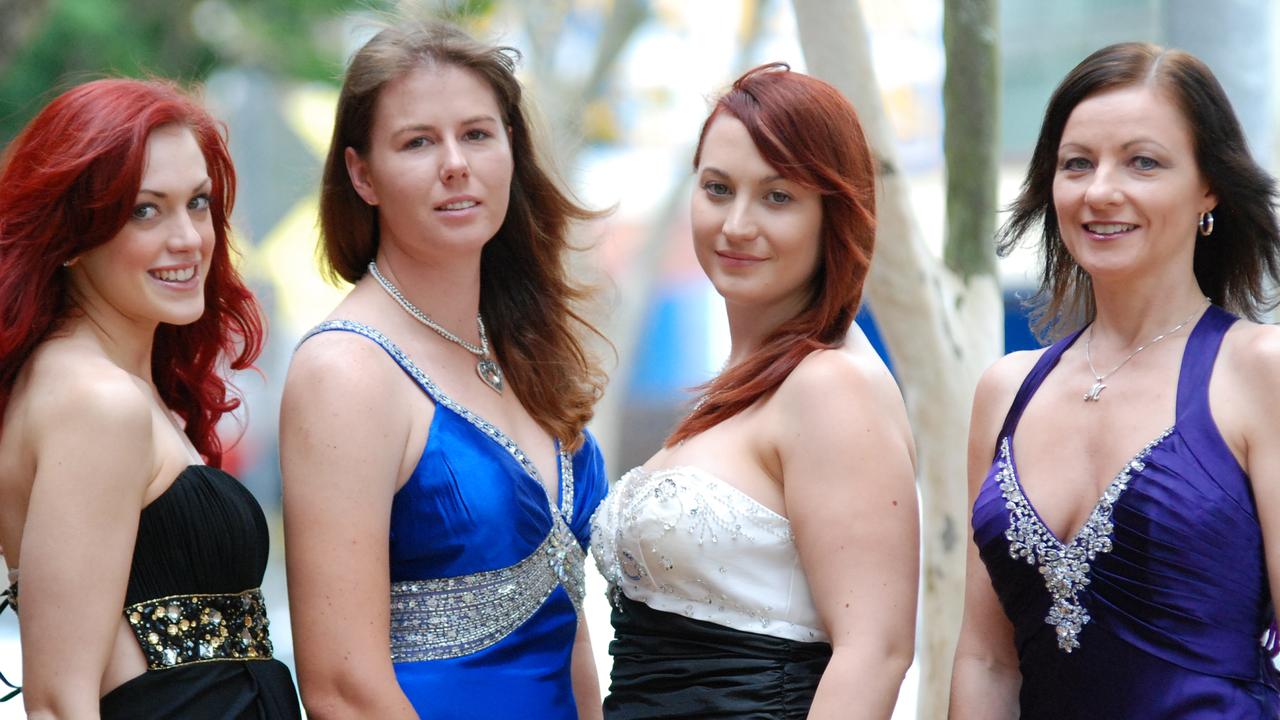 Gympie Showgirl entrants Anna Burow, Shari Holdsworth and Shawnee Collier with Gympie Show Secretary Melanie Green, ready for the Show Ball. Photo: Craig Warhurst/The Gympie Times