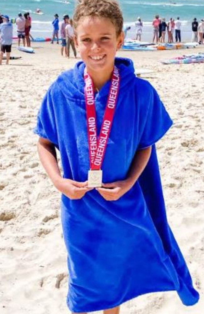 Bailey Ohlin, 12, was rescued from the surf at Maroochydore by a fellow competitor after being knocked out by a rogue board. Photo: Contributed