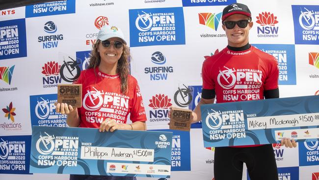 Merewether's Philippa Anderson and Mikey McDonagh at the Coffs Harbour Open.