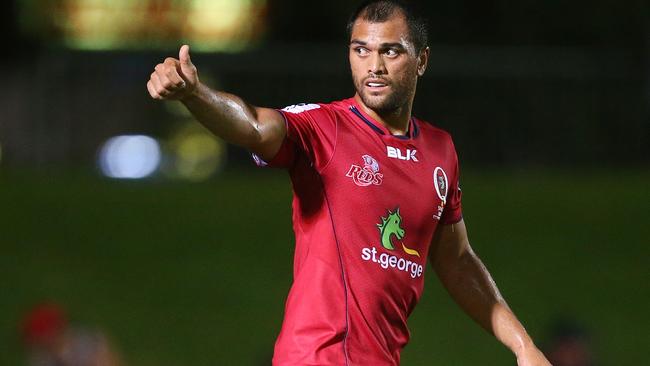 CAIRNS, AUSTRALIA - JANUARY 31: Karmichael Hunt of the Reds during the Super Rugby trial match between the Queensland Reds and the Melbourne Rebels at Barlow Park on January 31, 2015 in Cairns, Australia. (Photo by Chris Hyde/Getty Images)