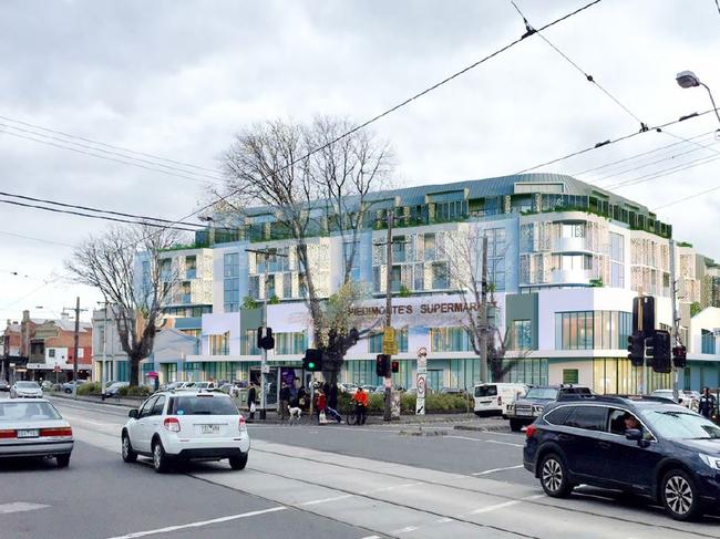 The proposed Piedimonte's supermarket development will will look like this along Best St, North Fitzroy when competed.