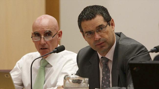 Federal Communications Minister Stephen Conroy (right) and NBN chief executive Mike Quigley. Picture: Ray Strange