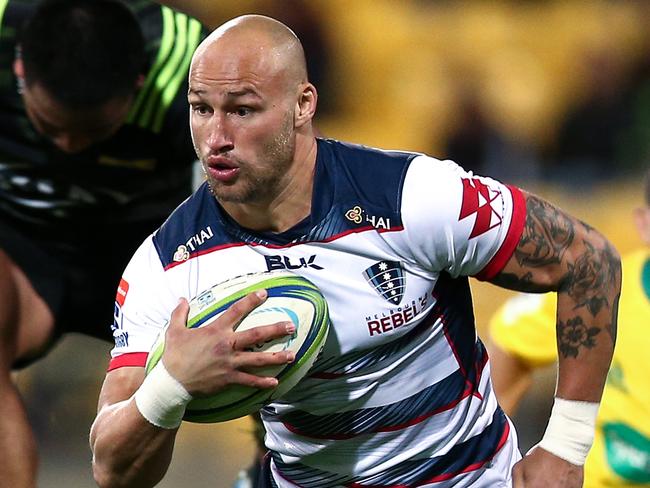 WELLINGTON, NEW ZEALAND - MAY 04: Billy Meakes of the Rebels makes a break during the round 12 Super Rugby match between the Hurricanes and Rebels at Westpac Stadium on May 04, 2019 in Wellington, New Zealand. (Photo by Hagen Hopkins/Getty Images)