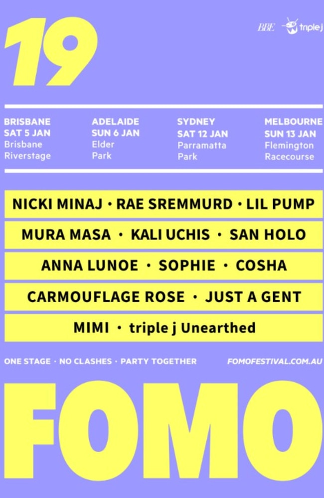FOMO Festival 2019: Line-up announced, Niki Minaj headlining | news.com ...