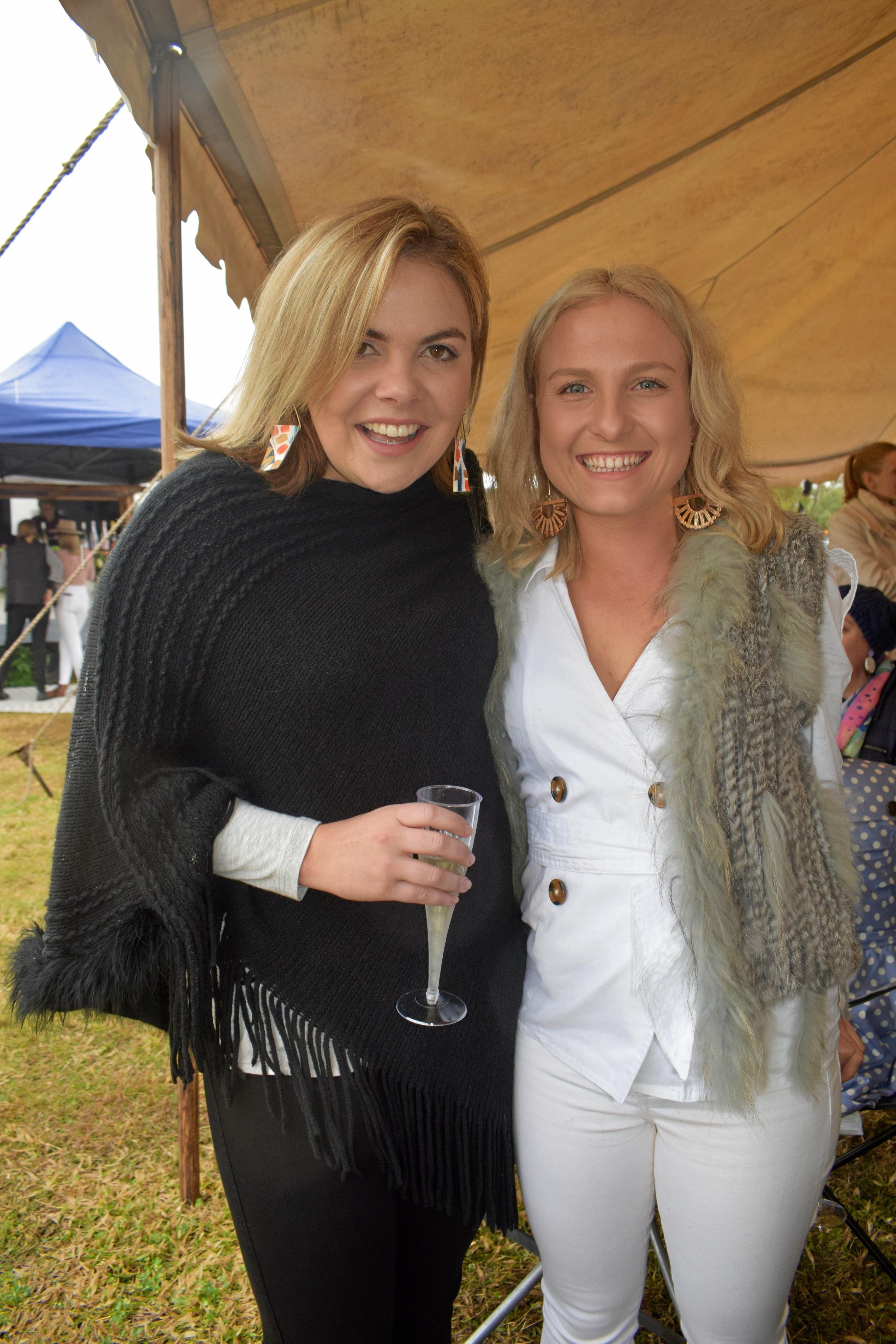 Rosie Geldard and Kate Pini at the Condamine Cods Annual Ladies Day, June 8. Picture: Brooke Duncan