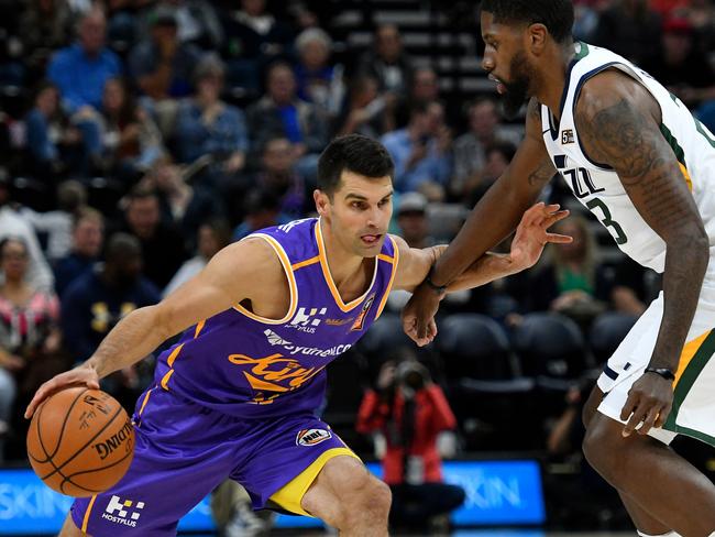 Former Sydney King Kevin Lisch up against the Utah Jazz in 2017. Picture: Getty Images