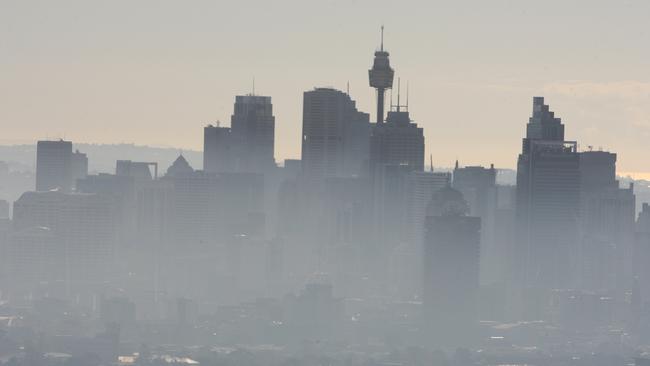 The Sydney skyline on a smoggy morning. Sydney’s deputy lord mayor said the failure to conduct roadside air quality tests made the whole system deficient.