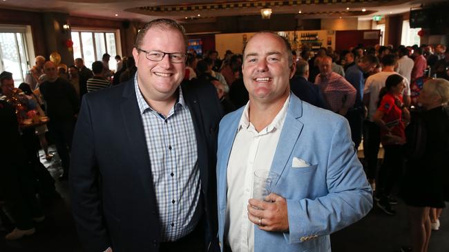 Mark Levy (left) with Macquarie Sports Radio co-host Mark Riddell. Picture: Richard Dobson