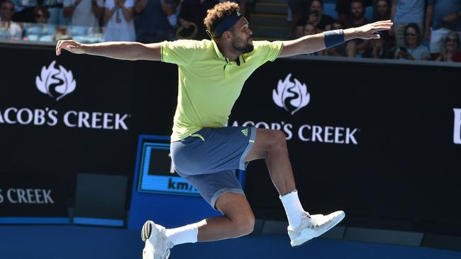 Jo-Wilfried Tsonga struts his stuff. Photo: AFP