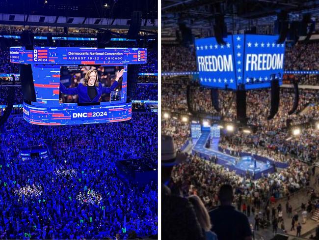 Side-by-side images show the Harris campaign and the Republicans held equally packed events, despite claims suggesting otherwise.