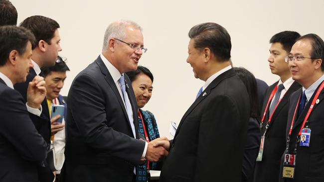 Australian Prime Minister Scott Morrison meets with Chinese President Xi Jinping in June. Picture: Adam Taylor