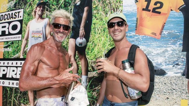 Peter Pettitt and Julian Tobares at the Gold Coast Pro, Burleigh Heads. Picture: Glenn Campbell