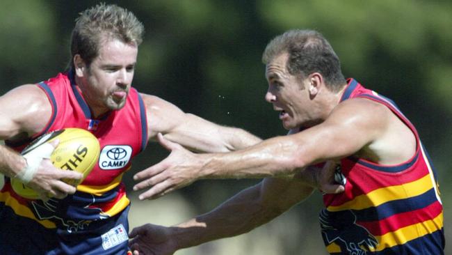 Mark Ricciuto and Wayne Carey at Adelaide Crows training in 2004.