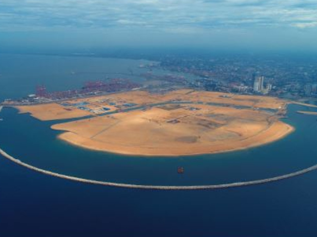 China’s artificial island-building skills are being used as part of its ‘Belt and Road’ infrastructure project to establish a new port in Sri Lanka. Picture: CHEC Port City Colombo