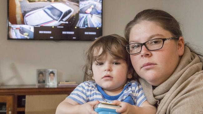 Khala Sainsbury with one of her four children. Picture: Jason Edwards