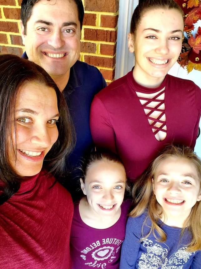 The Oberman family: Natasha (from Mareeba, QLD), Thomas and Natasha's oldest daughter, Alyssa, 20. Front: Angelika, 10, and Montana, 12. Picture: Supplied