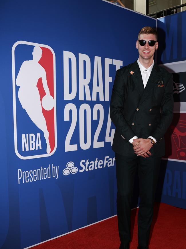 And arriving to the first round of the 2024 NBA Draft. (Photo by Sarah Stier/Getty Images)