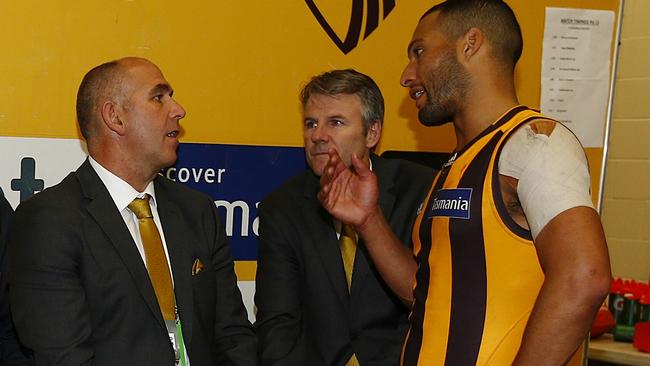 Stuart Fox, Andy Gowers (centre) and Josh Gibson in 2015.