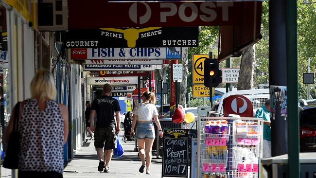 The shopping strip on High St, Kangaroo Flat where Ms Kelly was last seen. Picture: Nicole Garmston